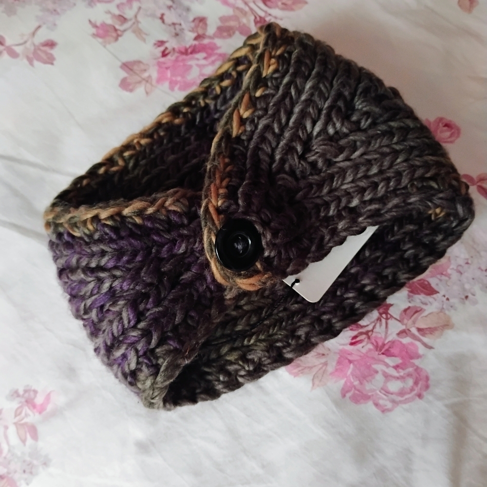 Simonetta Multicolor Knit Headband/ Neck Wrap with Flower Accent • New With Tag - Picture 6 of 8
